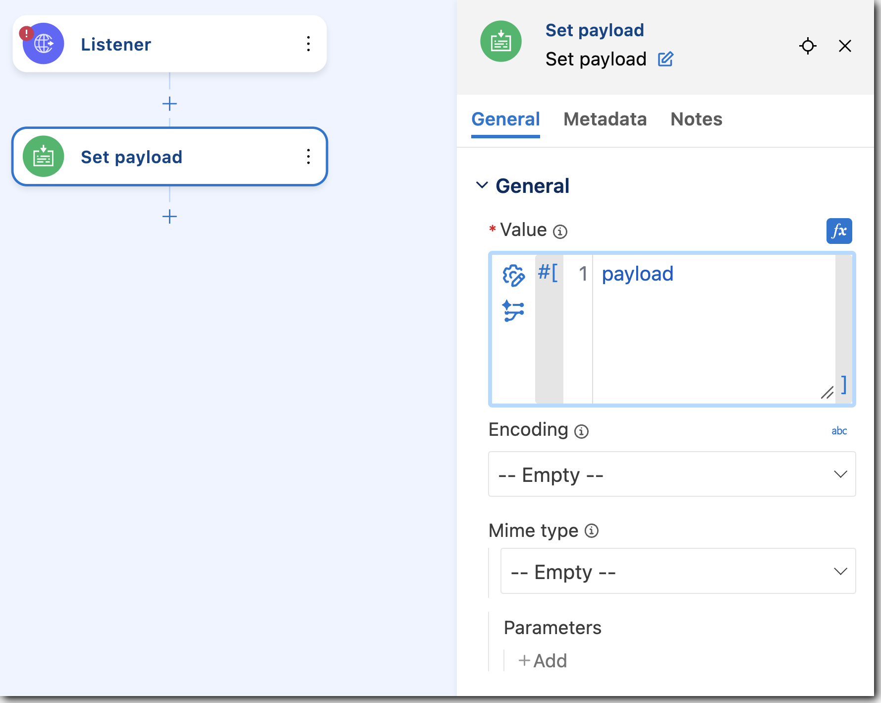 Adding expression to Set Payload