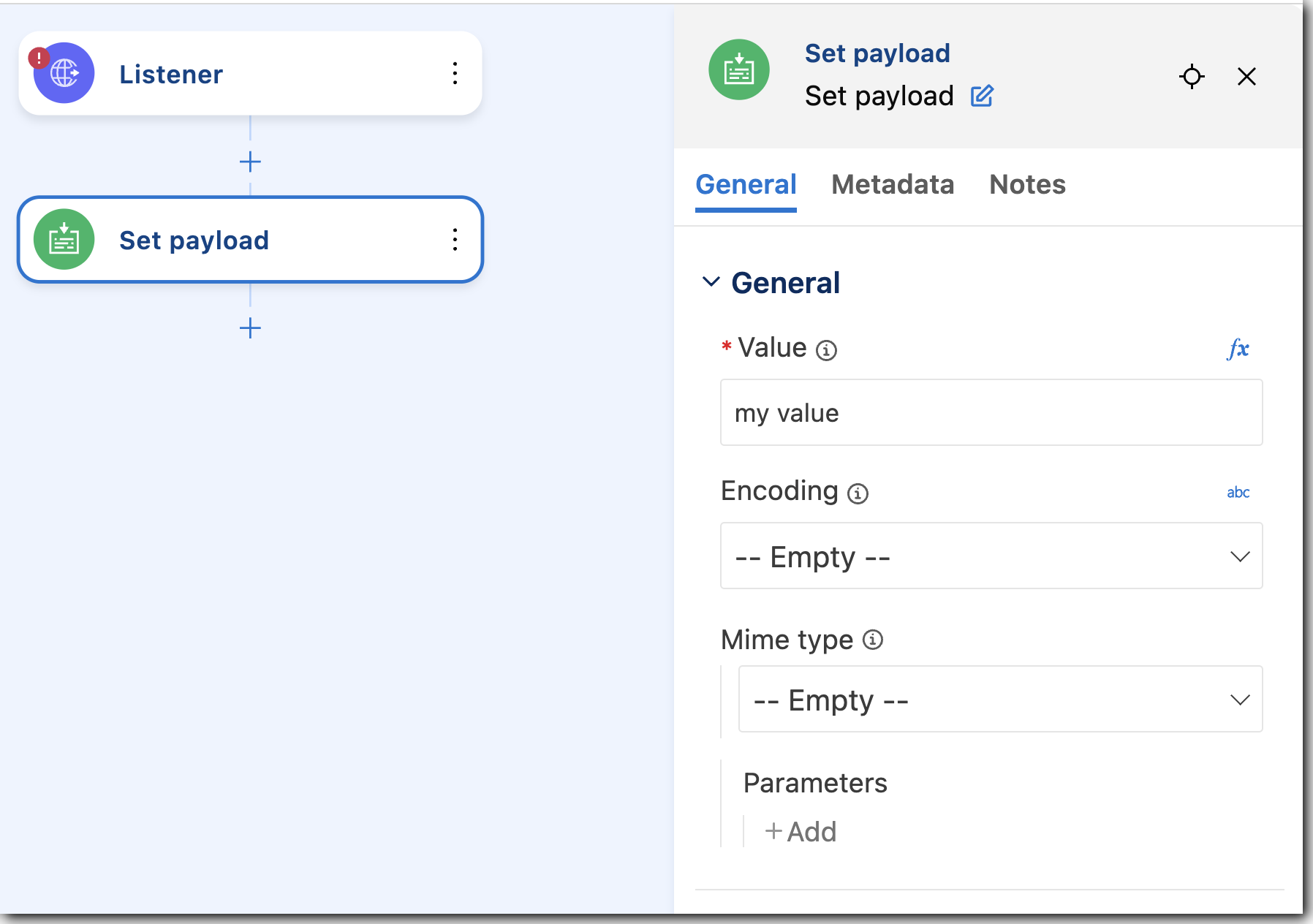 Adding string to Set Payload