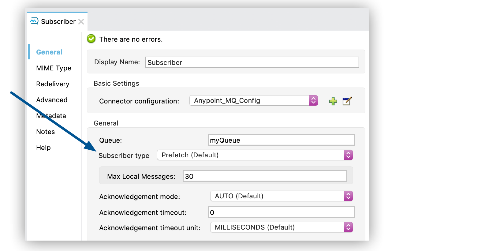 Subscriber configuration window showing Subscriber Type set to Prefetch