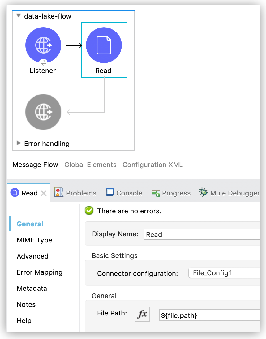 Read operation General properties configuration