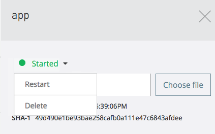 Delete option in application status dropdown menu