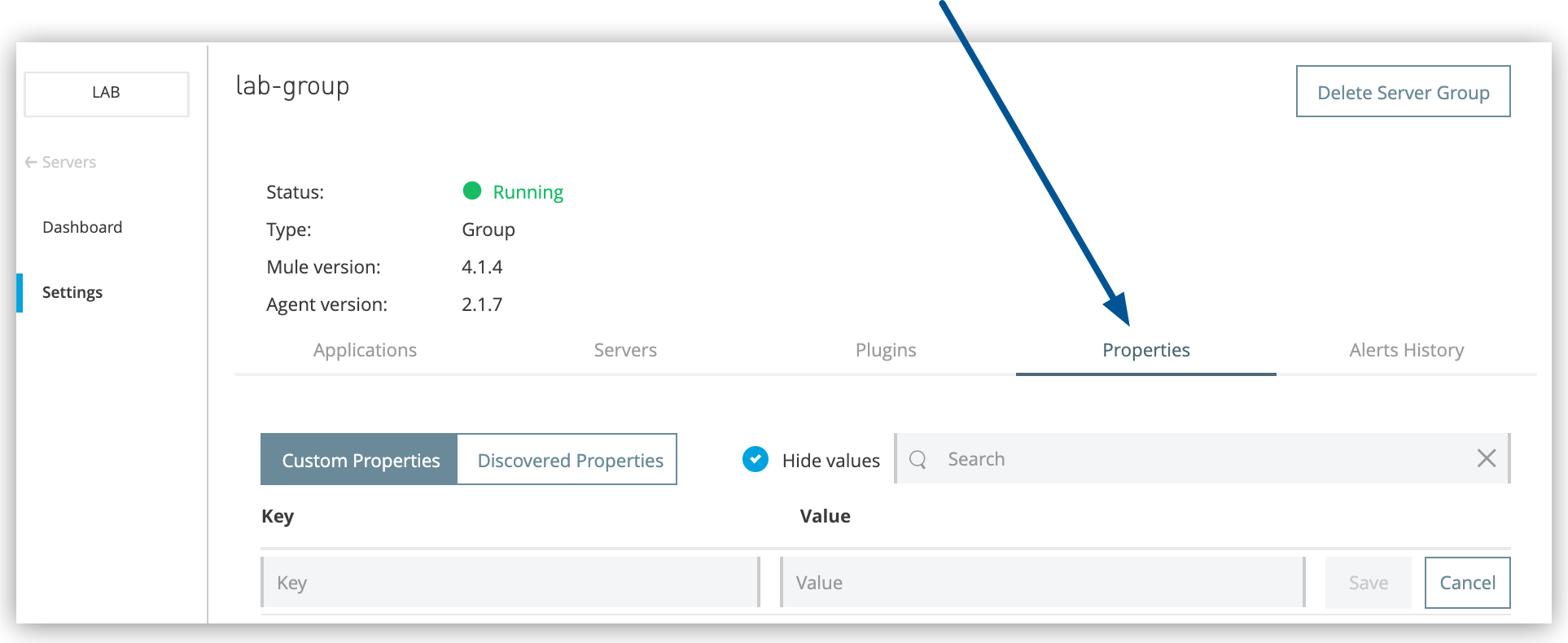 Properties tab