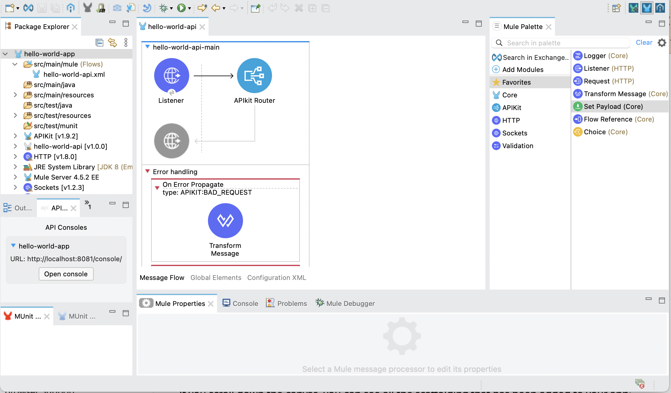 スキャフォールディングありで API 仕様をインポートした後の Studio のビュー