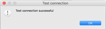[Test connection successful (テスト接続成功)] メッセージ
