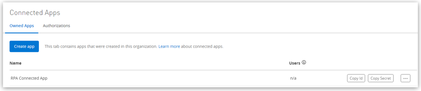 「Access Management (アクセス管理)」 の 「Connected Apps (接続アプリケーション)」 セクション