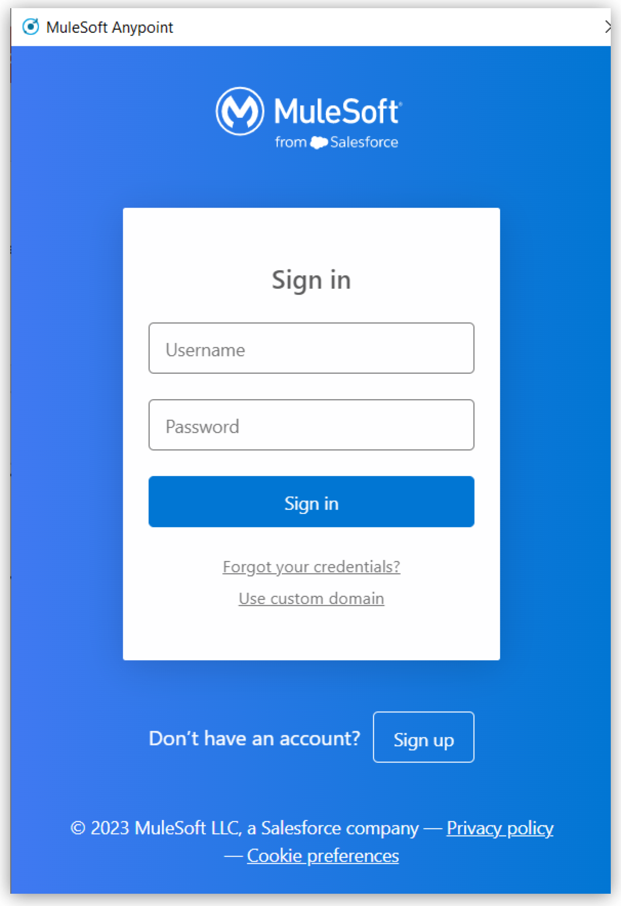 RPA Recorder Anypoint のログイン画面