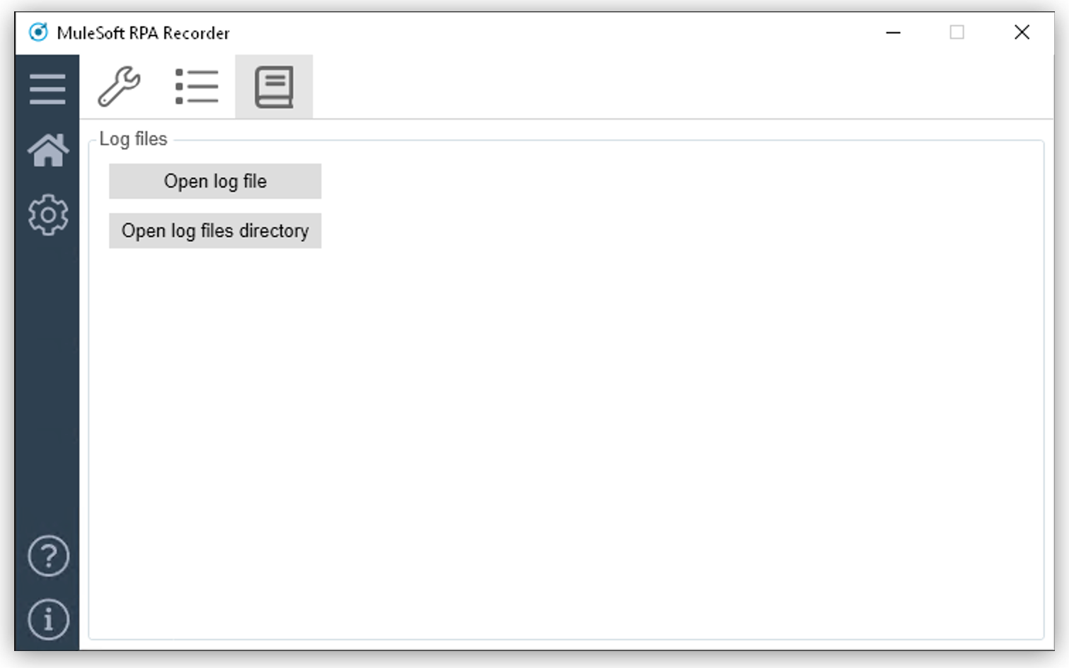 「Log Files (ログファイル)」 メニュー