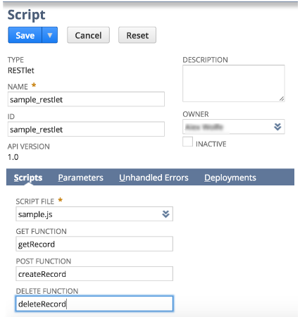Setup Script page